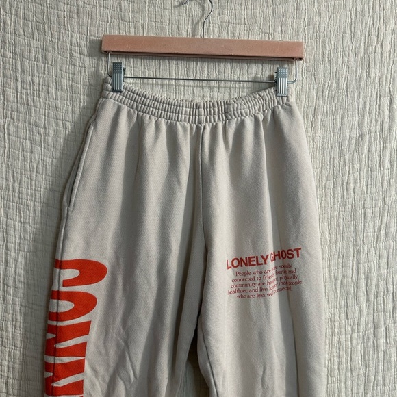Lonely Ghost CONNECT Heavy Weight Sweatpants Women Size Small  Bone Color - Picture 2 of 9